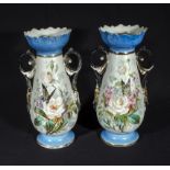 A pair of Victorian pottery vases, 36cm tall