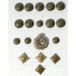 Bakelite Royal Scots Fusiliers buttons and Royal Engineers cap badge and Parachute Regiment pips