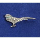 A marcasite bird brooch