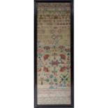 A Georgian framed sampler by Jane Beeby Bellot 1760