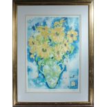 T M Sims framed limited edition print #209/275 'Hayleys Sunflowers' signed in pencil bottom right.