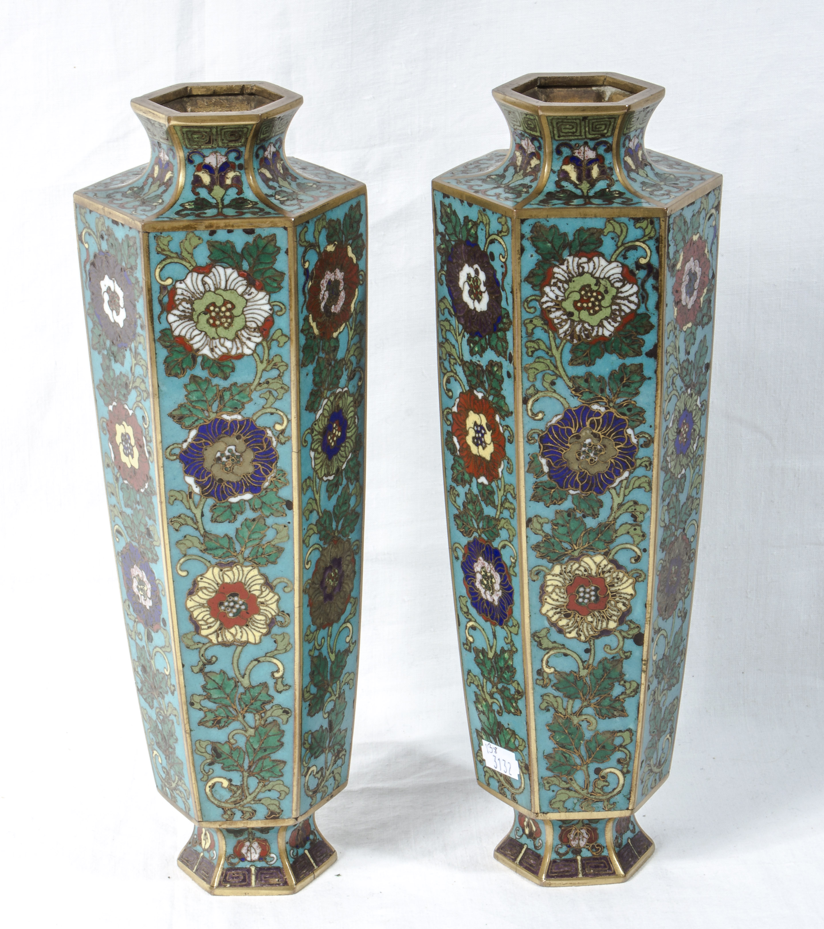 A pair of Chinese cloisonne vases Cheng Lung period