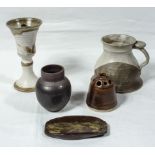 Five pieces of art pottery