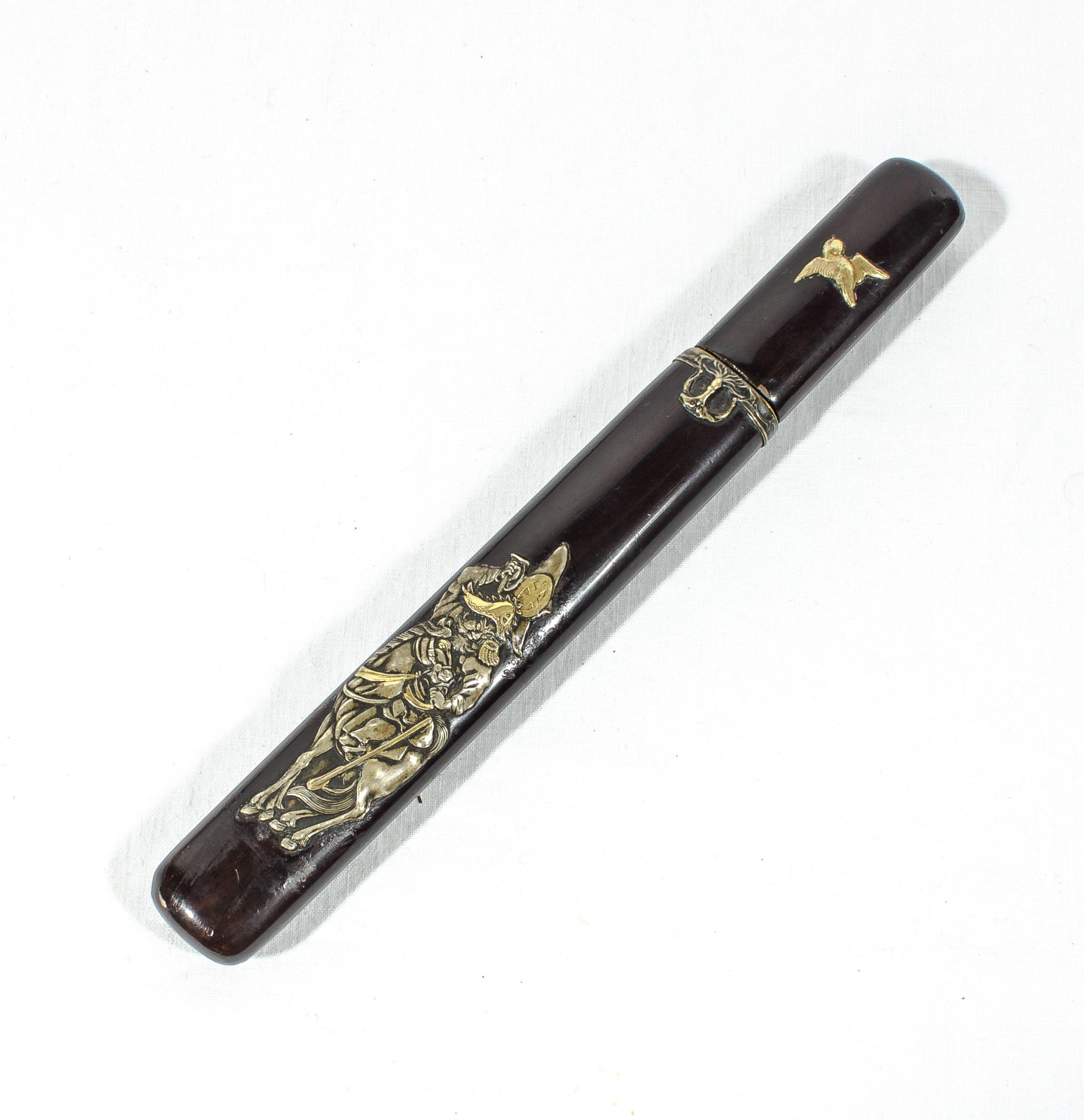 A Tanto Aikuchi Kiaken, Edo period. Copper habaki with a lovely cloudy wavy hamon to the blade. - Image 2 of 2