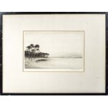 A framed etching of Christ Church Bay, signed in pencil Johnstone Baird. size 18cm x 30.5cm