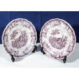 A pair of 1820's Staffordshire plates depicting the residence of the late Richard Jordan, New Jersey