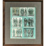 A Henry Moore signed lithograph of figure sketches, in original frame of the period, overall size