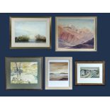 Five framed prints