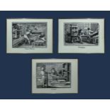 Three framed prints