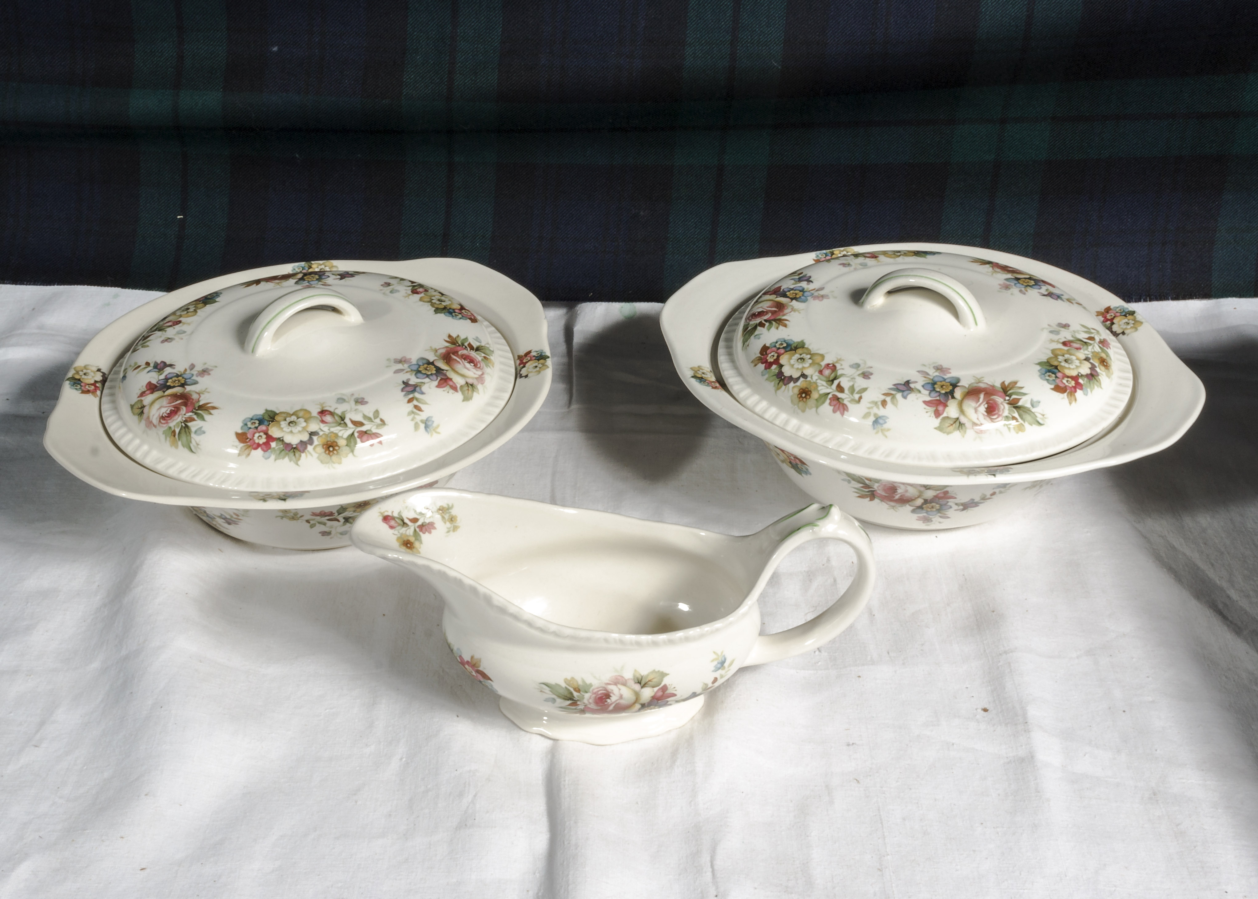 Two tureens and a gravy boat, Woods Ivory ware