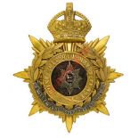 Badge. The Worcestershire Regiment Officer’s helmet plate circa 1902-14. A good gilt example,