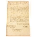 1768 Signature of  commander-in-chief of the British forces in North America General Thomas Gage.