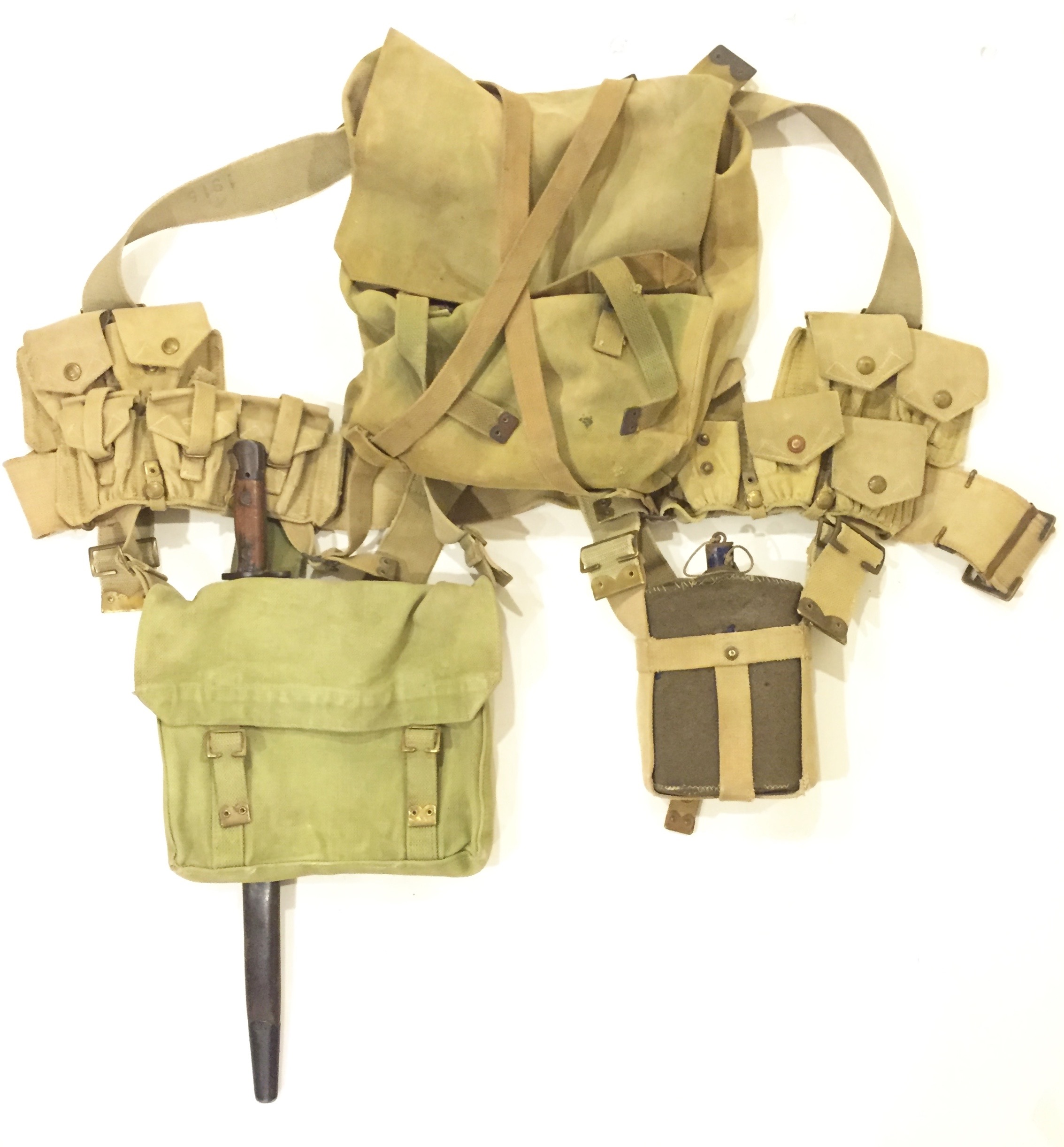 WW1 Pattern 1908 Pattern Webbing Equipment. A good compilation matched set of the Great War