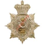 Badge. Scottish. Highland Light Infantry VB Victorian helmet plate. A fine silvered example of