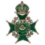 Badge. Indian Army. 123rd Outram’s Rifles 1908 hallmarked silver green enamelled pouch belt plate. A