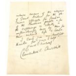 WW2 1942 Lady Clementine Churchill Signed Letter. This two sided ink written letter is on 10 Downing