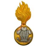 Badge. Royal Welsh Fusiliers Officer’s fur cap grenade. A fine and scarce example. Burnished gilt