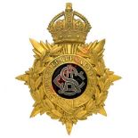 Badge. Army Service Corps Officer’s helmet plate circa 1902-14. A fine gilt example of universal