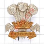 Irish. Leinster Regiment post 1896 pagri badge. A good scarce die-stamped bi-metal Prince of Wales’s