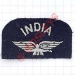 INDIA over eagle scarce WW2 RAF nationality cloth shoulder title.