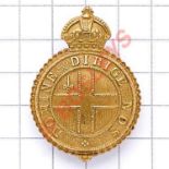 City of London official’s gilt epaulette badge. Die-cast crowned “Domine Dirige Nos” encircling City