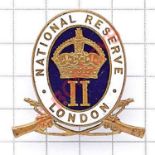 “St. Marylebone” London National Reserve mufti badge. Blue centre with crown over “II” . Right