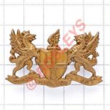 Corps of Citizens WW1 VTC cap badge. Die-stamped brass City of London arms resting on title