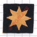 1st Bn. East Surrey Regiment cloth formation sign. Yellow six pointed star embroidered on black