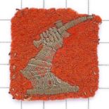 2nd Anti-Aircraft Corps rare WW2 cloth formation sign. Mailed arm grasping a dagger embroidered on