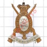 6th Dragoon Guards (Carabiniers) Victorian cap badge circa 1896-1901. Scarce die-stamped brass