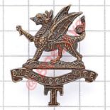 Welsh. Brecknockshire Bn SWB OSD bronze collar badge with attached ‘T’. Die-cast Loops