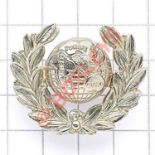 Royal Marine Police white metal cap badge circa 1922-49. Die-stamped Globe and laurel example. (KK