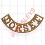 DORSET (in border) early Officer’s brass shoulder title. (Westlake 1129) Flat loops