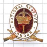 “Camberwell” London National Reserve mufti badge Red centre with crown over “I”. Reverse impressed