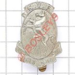 Kent Volunteer Fencibles WW1 white metal VTC cap badge. Die-stamped. (KK 1629) Slider Formed 1915.