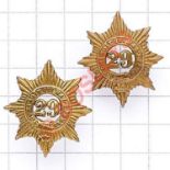 29th (Worcester) Regiment of Foot Victorian OR’s collar badges circa 1877-81. Two examples, die-