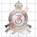 Indian Army. 3rd Sikh Pioneers Officer’s 1926 Birmingham hallmarked silver cap badge. A fine die-