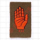 3rd Searchlight Regt. Royal Artillery cloth formation sign. Embroidered Red Hand of Ulster on