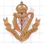 Irish. Connaught Rangers OSD pagri badge circa 1902-22. Fine die-stamped brass example Stout pagri