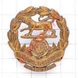 1st VB Hampshire Regiment pre 1908 cap badge. Die-stamped brass as regular battalion but with