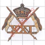 21st (Empress of India’s) Lancers rare “crossed lances” OR’s collar badge circa 1898-99. A fine