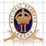 “Greenwich” London National Reserve mufti badge. Blue centre with crown over “II” . Right hand