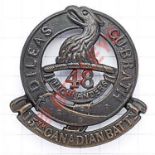 Canadian 15th Bn. CEF bronze WW1 cap badge. Die-stamped large 48th Highlanders style. Loops