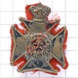 King’s Royal Rifle Corps Militia Victorian cap badge. Scarce blackened brass example. Loops Worn