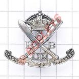 Indian Army. 6th Burma Bn. 31st Madras Light Infantry cap badge circa 1893-1901. Die-stamped white