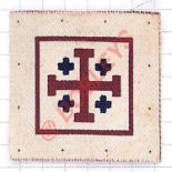 90th AGRA (Army Group Royal Artillery) cloth formation sign. Maroon crosslet within maroon border