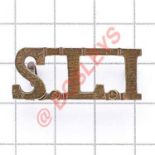 SLI (Shropshire LI) Victorian 2nd pattern brass shoulder title. (Westlake 1265) Loops