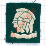 163rd Infantry OCTU (Artists Rifles) WW2 cloth formation sign. White conjoined heads of Mars and