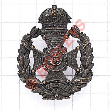 Rifle Brigade Victorian OR's glengarry badge circa 1874-96. Die-stamped blackened brass Loops