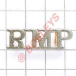 RMP scarce Royal Marine Police small white metal shoulder title. Flat hexagonal loops Formed in
